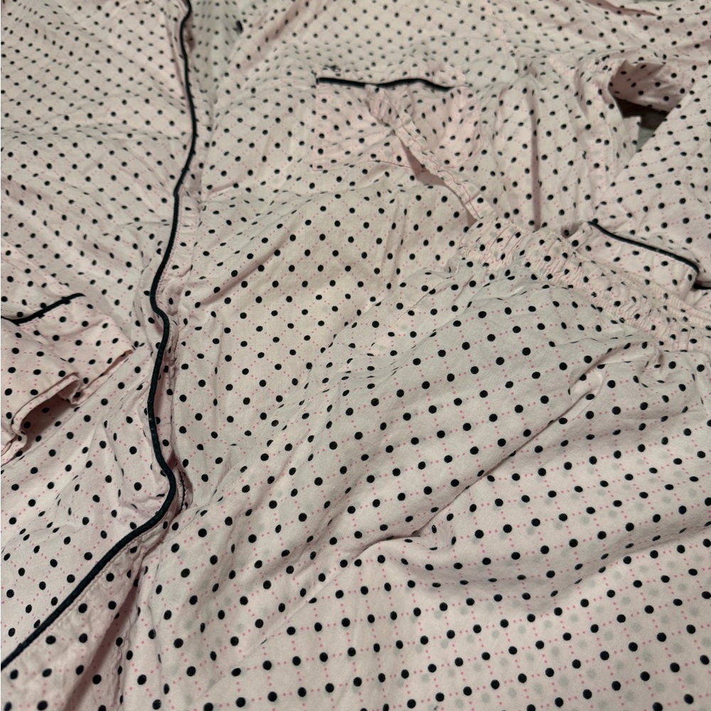 Victoria’s Secret Heritage Cotton Long Pink Polka Dot Pajama Set Large - Picture 3 of 5
